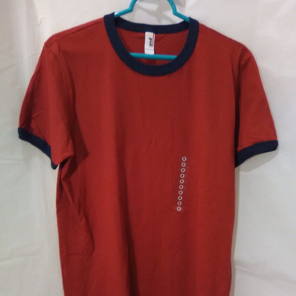 Anvil Men's Short Sleeve Shirt Color Red/Blue Size Medium